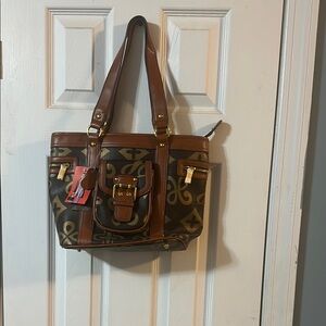Brown Patterned Tote Bag
